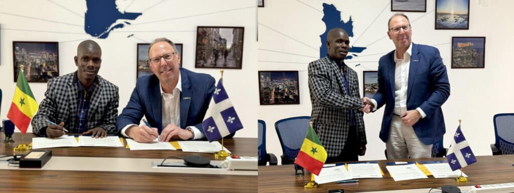 Sur les photos, nous apercevons M. Amadou Fall Ba, président de l'Institut Impact, et M. Claude Frigon, directeur du Service de la formation continue et des services aux entreprises du Cégep de Shawinigan.