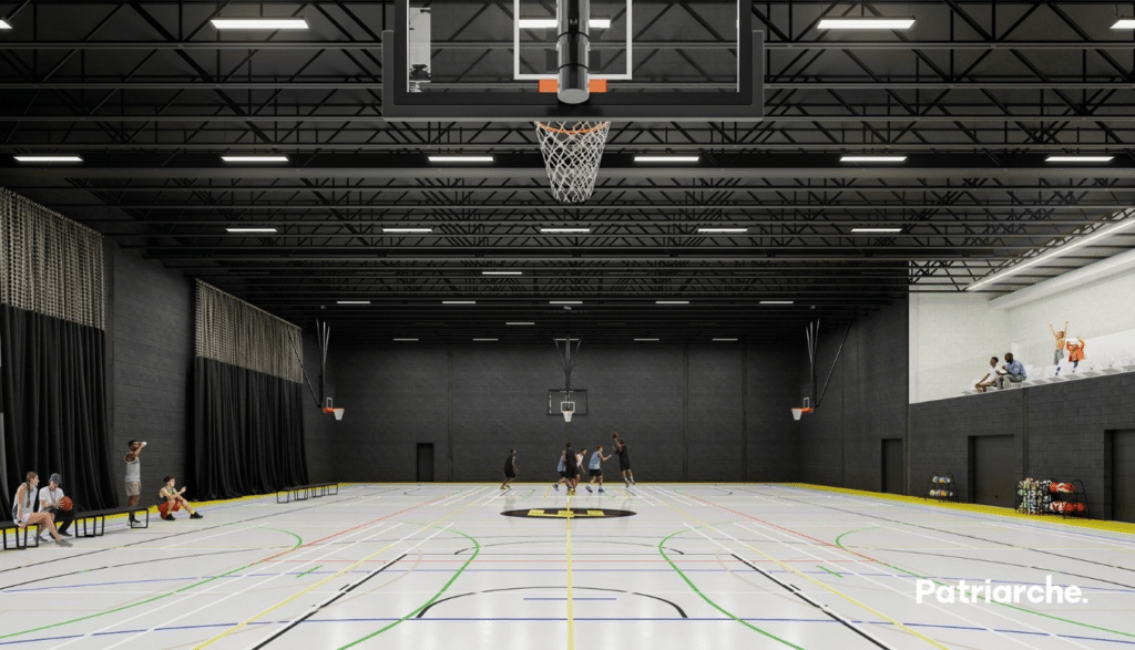 Voici une image 3D du nouveau gymnase du Cégep de Shawinigan lorsque les travaux seront terminés. Crédit pour l’image : Patriarche.