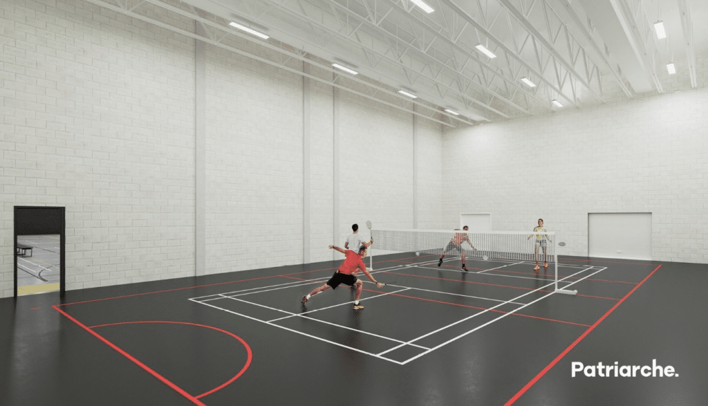 Voici une image 3D de la nouvelle palestre du Cégep de Shawinigan à la fin des travaux. Crédit pour l’image : Patriarche.